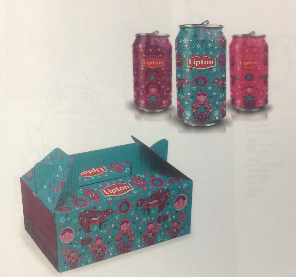 新年版的立顿冰红茶饮料包装设计 