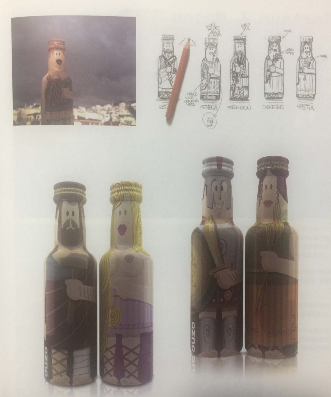 使用希腊元素的酒瓶包装设计 