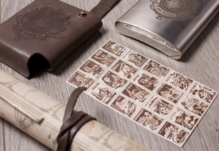 银行圣诞礼物邮票与皮革产品包装盒设计 