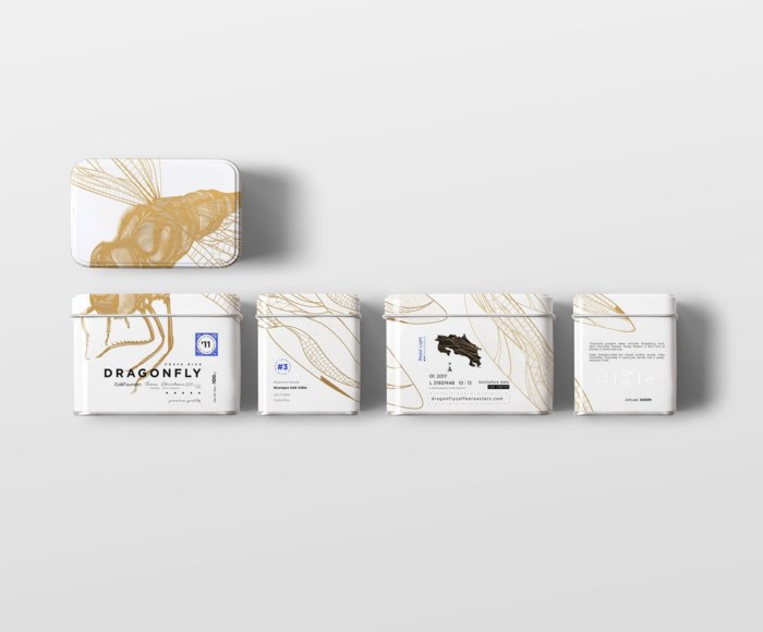 蜻蜓主题的咖啡品牌包装设计 
