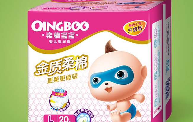 QINGBOO亲情宝宝品牌宣传标语：瞬吸干爽