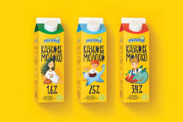 乌克兰童话主题牛奶插画包装设计
