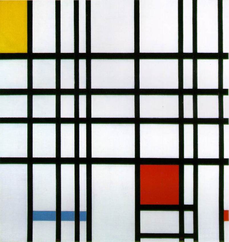 《红色，黄色和蓝色的构成作品》-皮特·蒙德里安创作