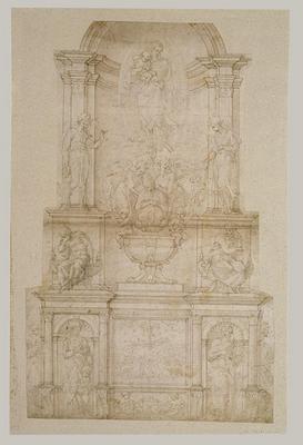 《教皇朱利叶斯二世墓葬设计图第一版》作品赏析