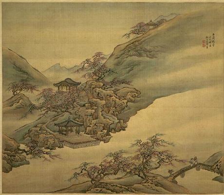 《山水四條屏-揚州四景-平崗艷雪》作品賞析