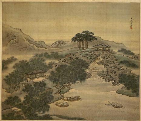 《山水四條屏-揚(yáng)州四景-平流涌瀑》作品賞析