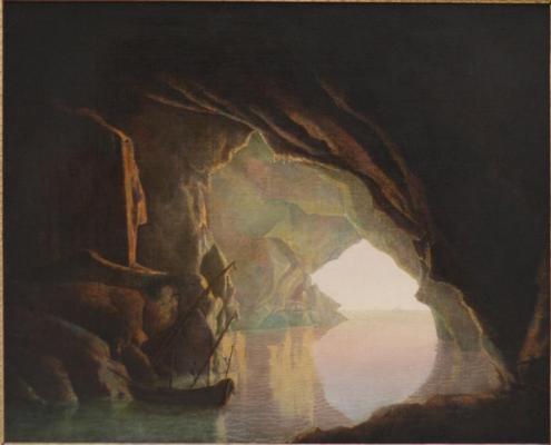 《在萨莱诺湾一个洞穴的日落风景》作品赏析