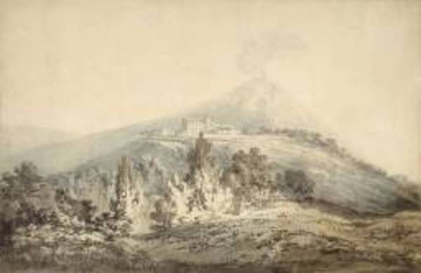 《维苏威火山和圣萨尔瓦多修道院》作品赏析