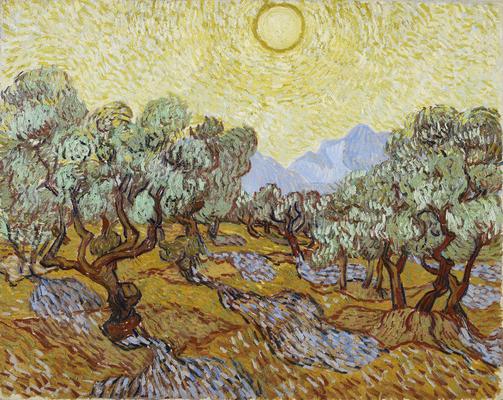 《在黄色天空和太阳下的橄榄树》作品赏析