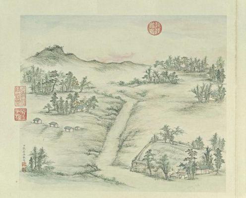 《燕山八景圖-7-金臺夕照》作品賞析