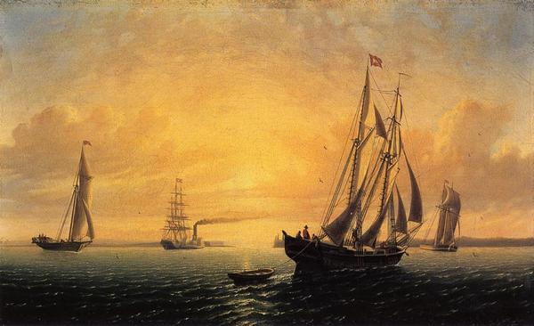 《缅因州巴斯的纵帆船“简”》作品赏析