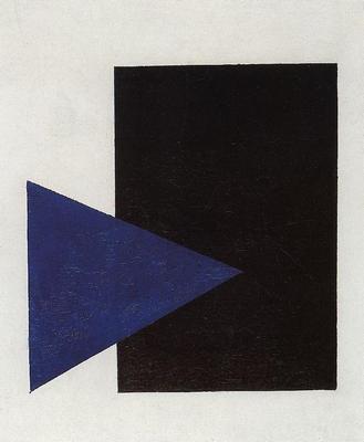 《至上主义与蓝三角和黑方块》作品赏析