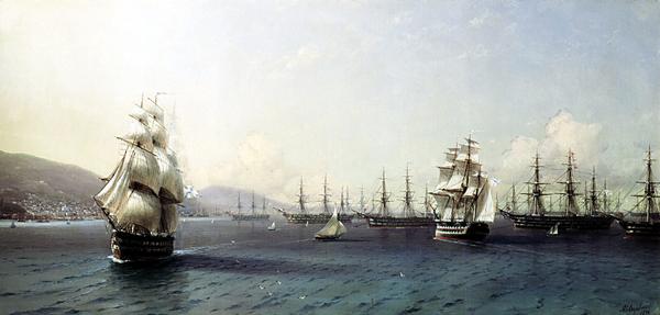 《黑海舰队在费奥多西亚湾》作品赏析