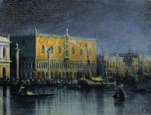《威尼斯月光下的元首宫殿》作品赏析