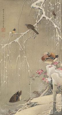 《雪地里的楊柳樹和鴛鴦》作品賞析