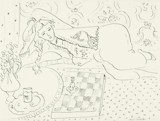 《斜倚著的宮女與棋盤》作品賞析