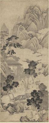 《墨筆山水人物軸》作品賞析
