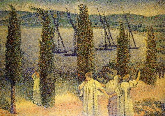 《柏樹與沿海視圖》作品賞析