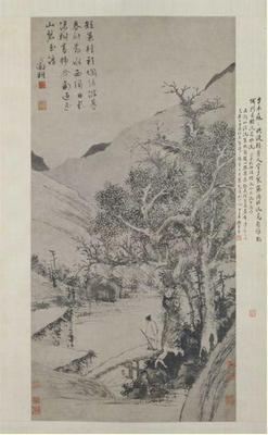 《溪橋策杖圖軸》作品賞析
