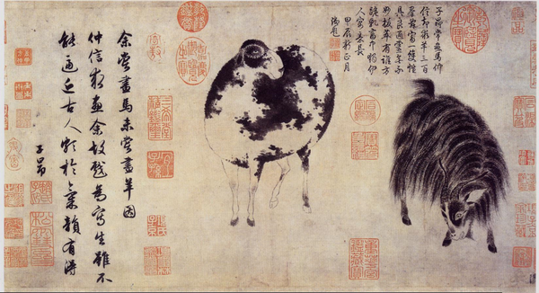《二羊圖》作品賞析