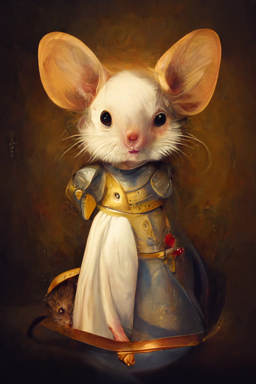 可爱小老鼠骑士油画测试