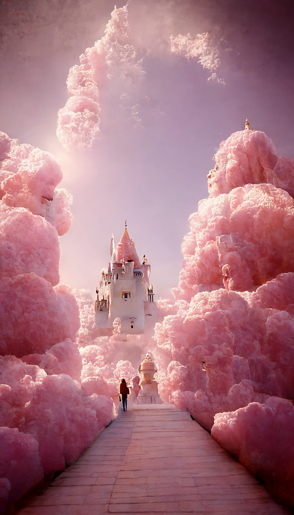梦幻粉色城堡，超现实4K艺术影像