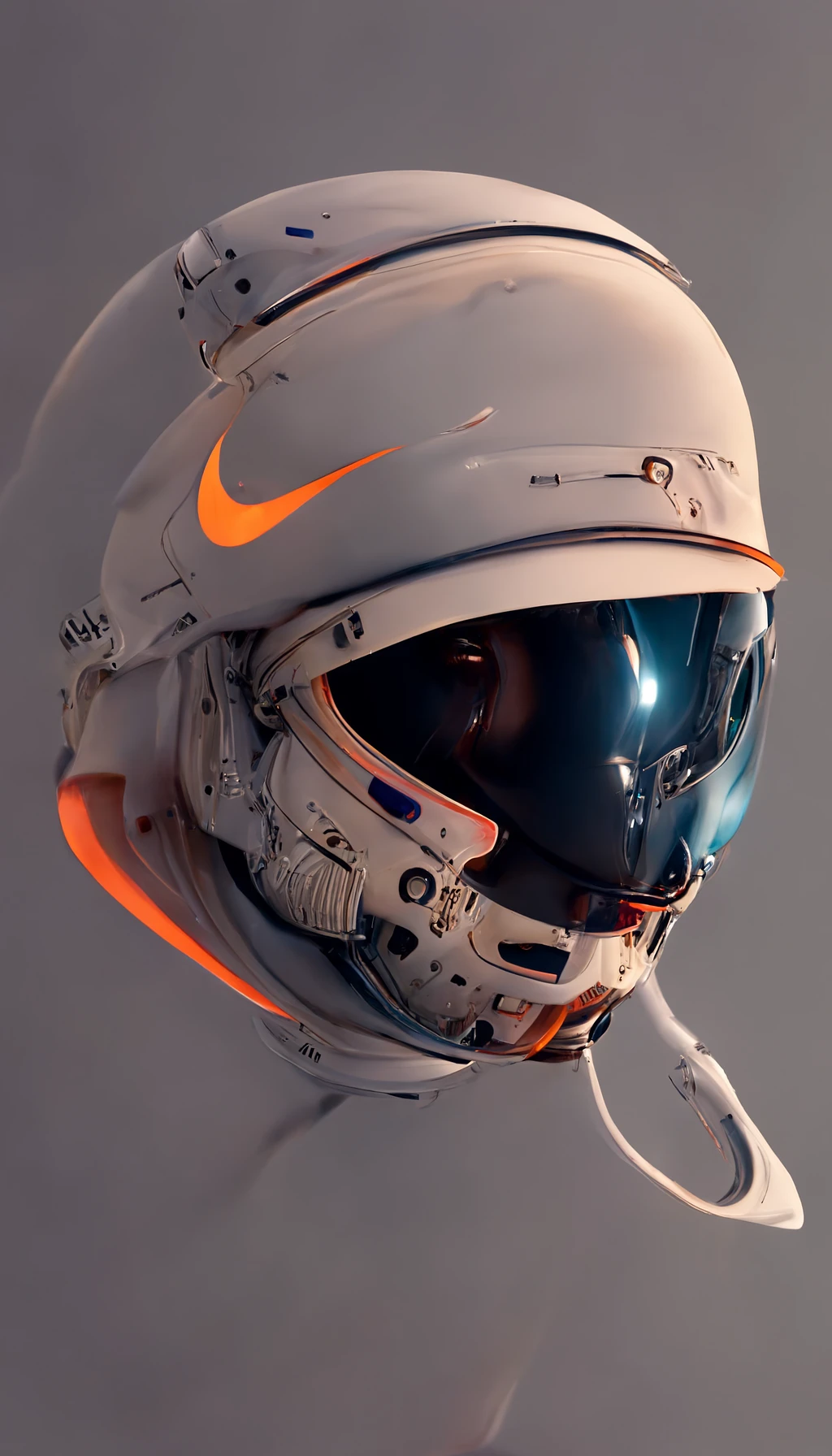 逼真NASA宇航员头盔，耐克标志，8k渲染