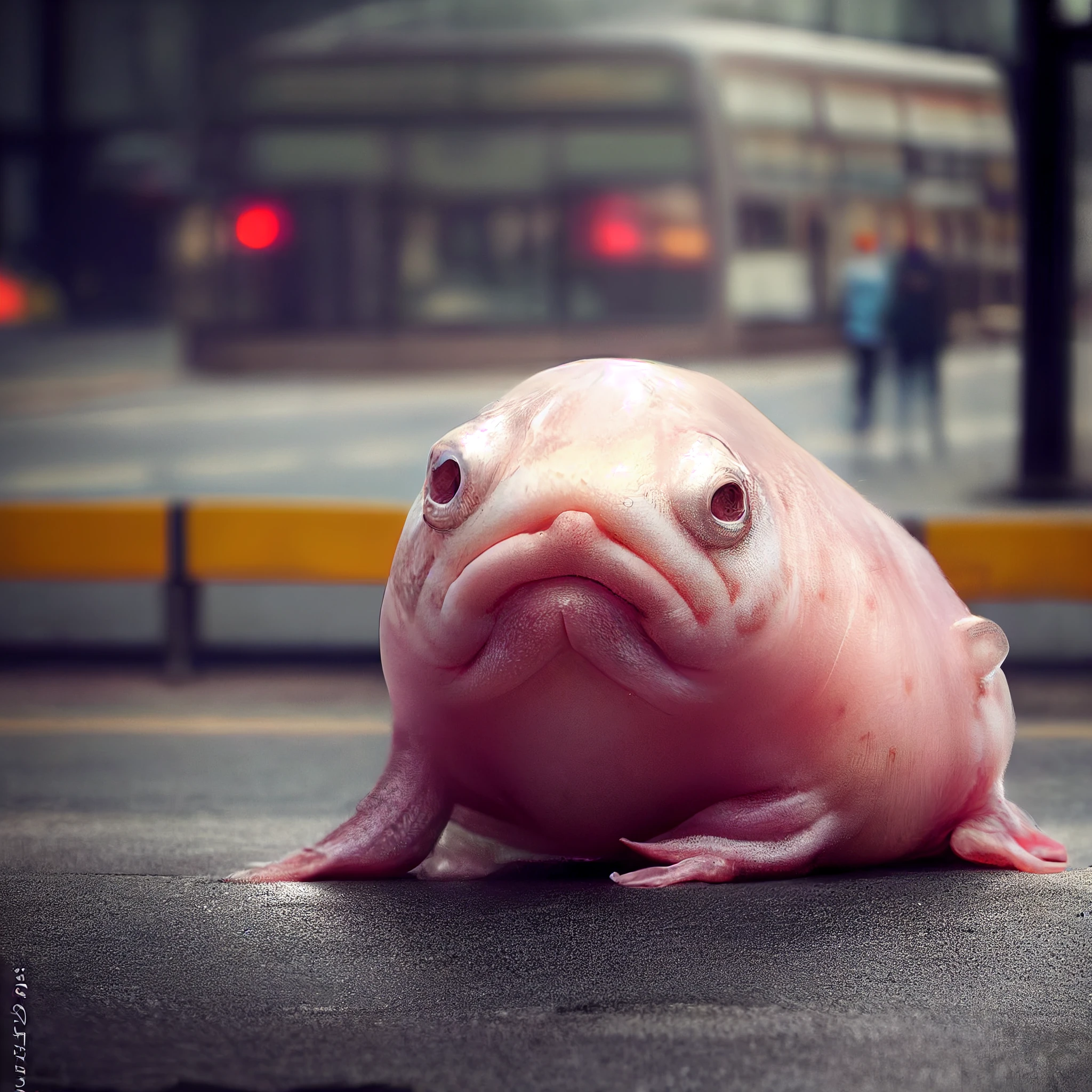 水滴鱼在公共汽车站的奇妙瞬间