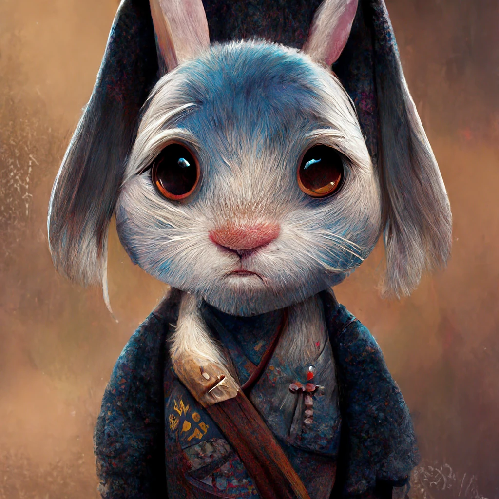 可爱战士兔子：概念艺术肖像