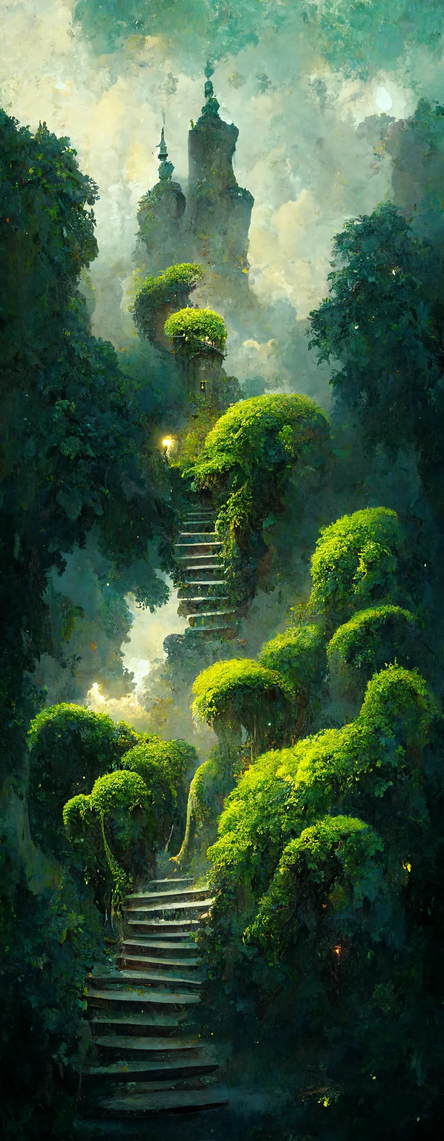 云中城堡的树楼梯