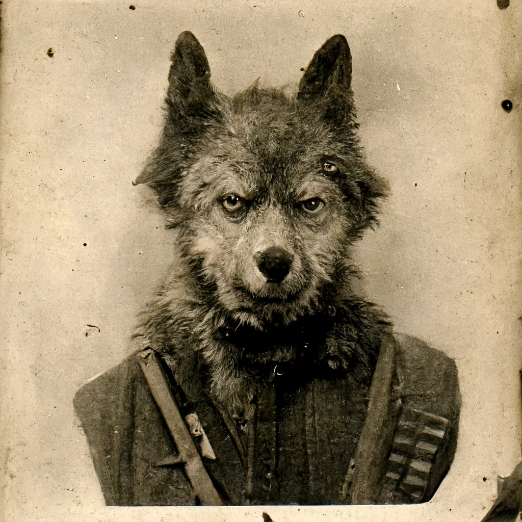 狼手持步枪照片重现30年代场景