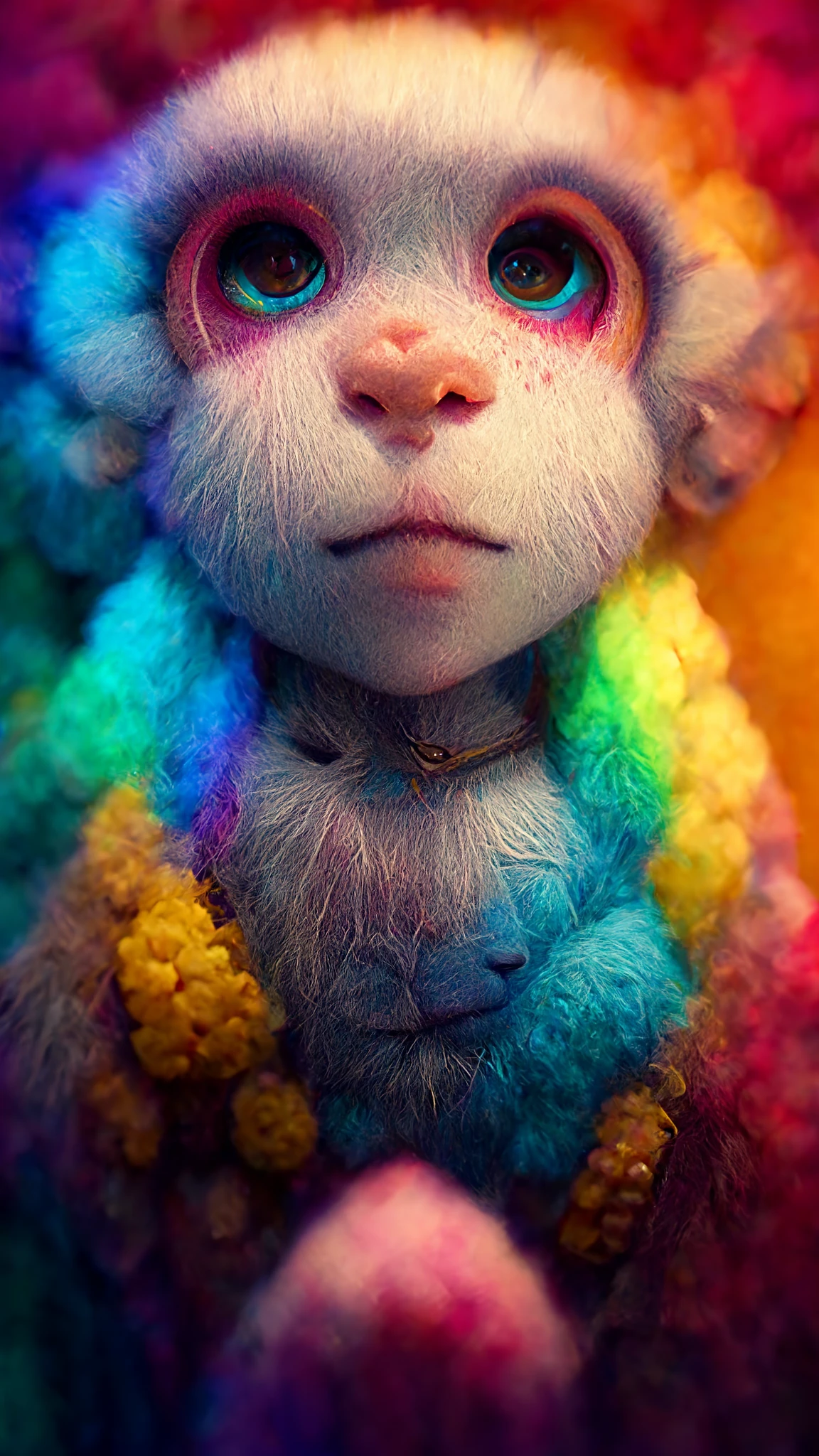 彩虹猴子：超现实体积照明肖像