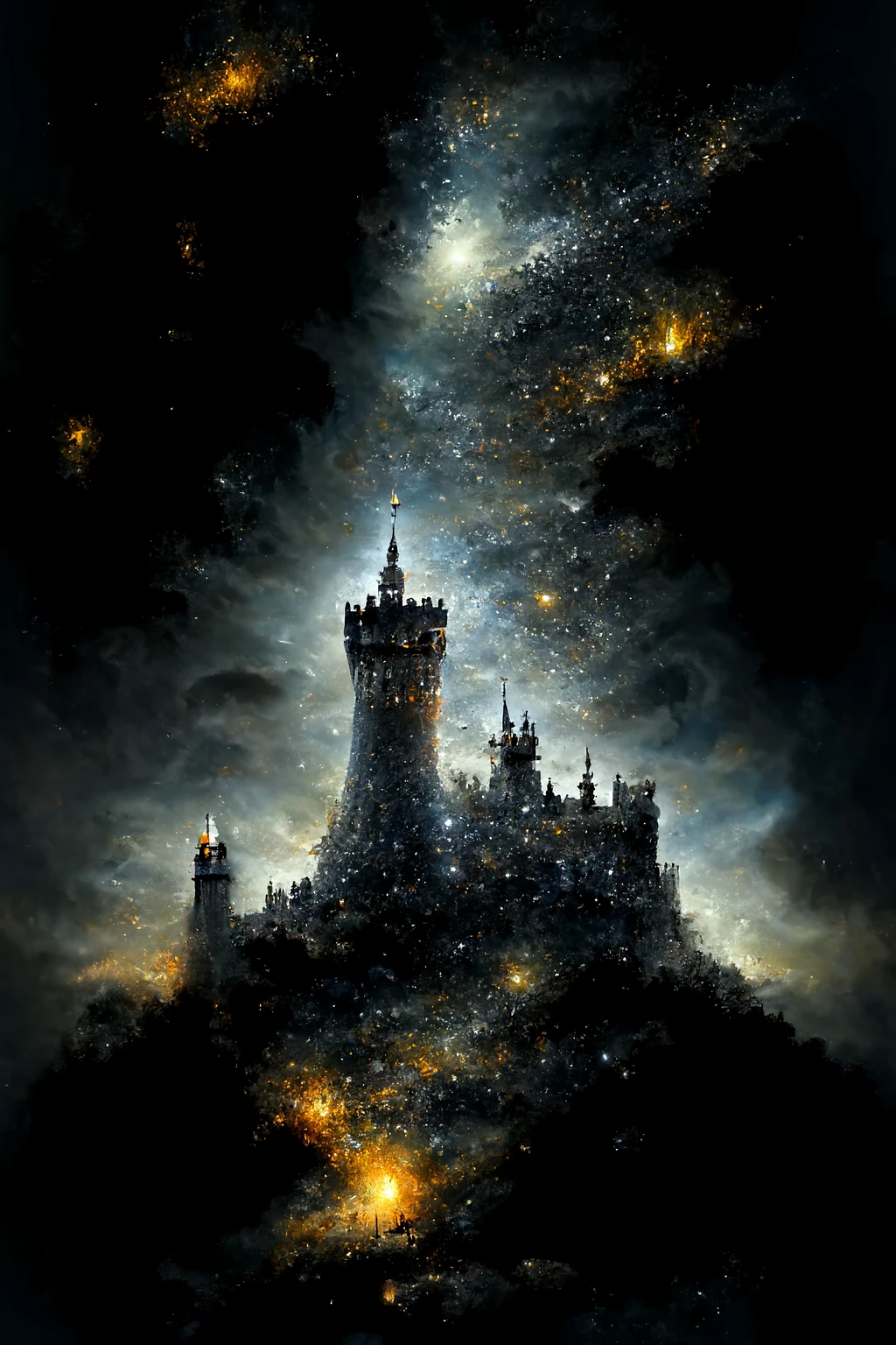 黑暗宇宙中的闪亮城堡塔