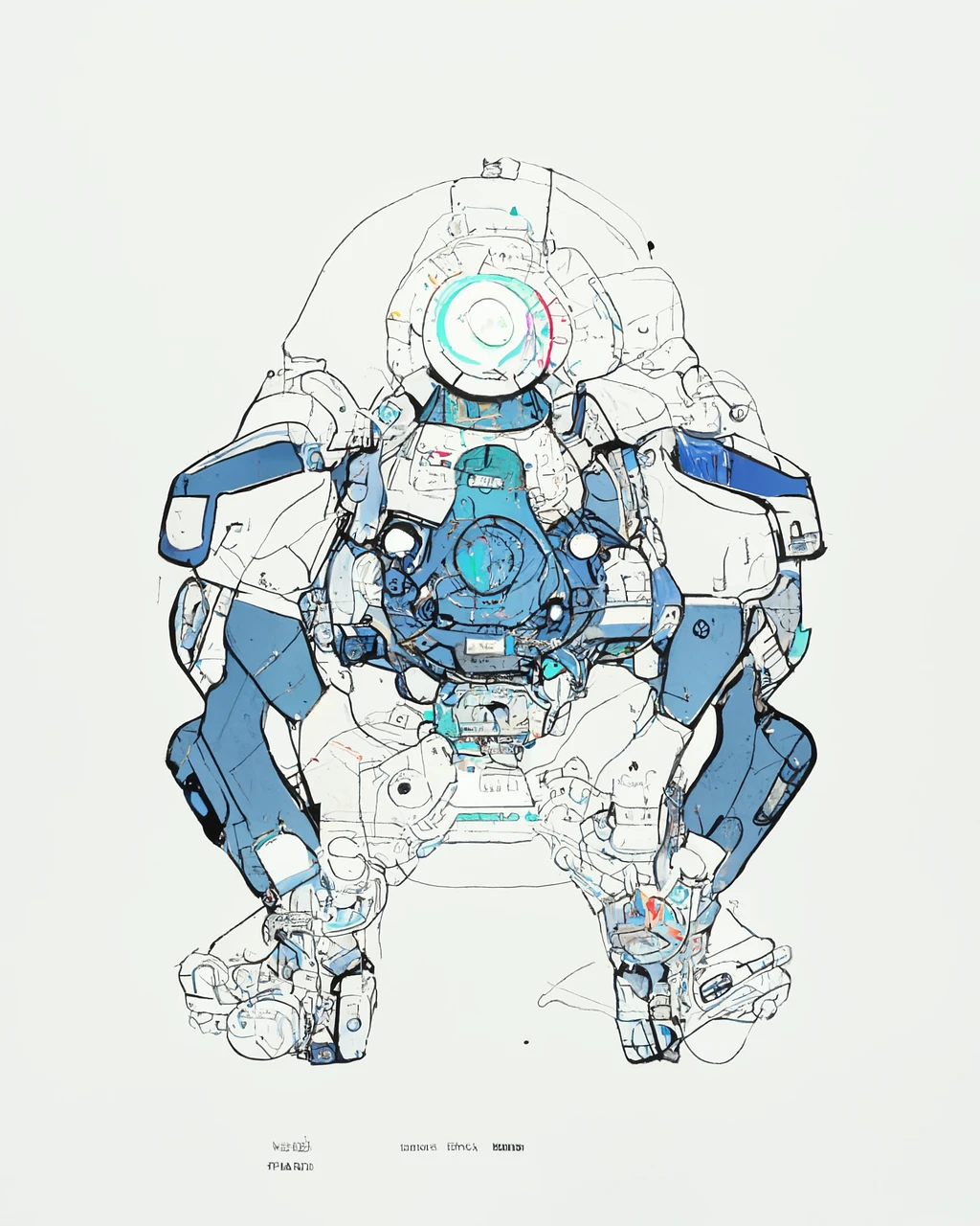 蓝色机器人艺术概念