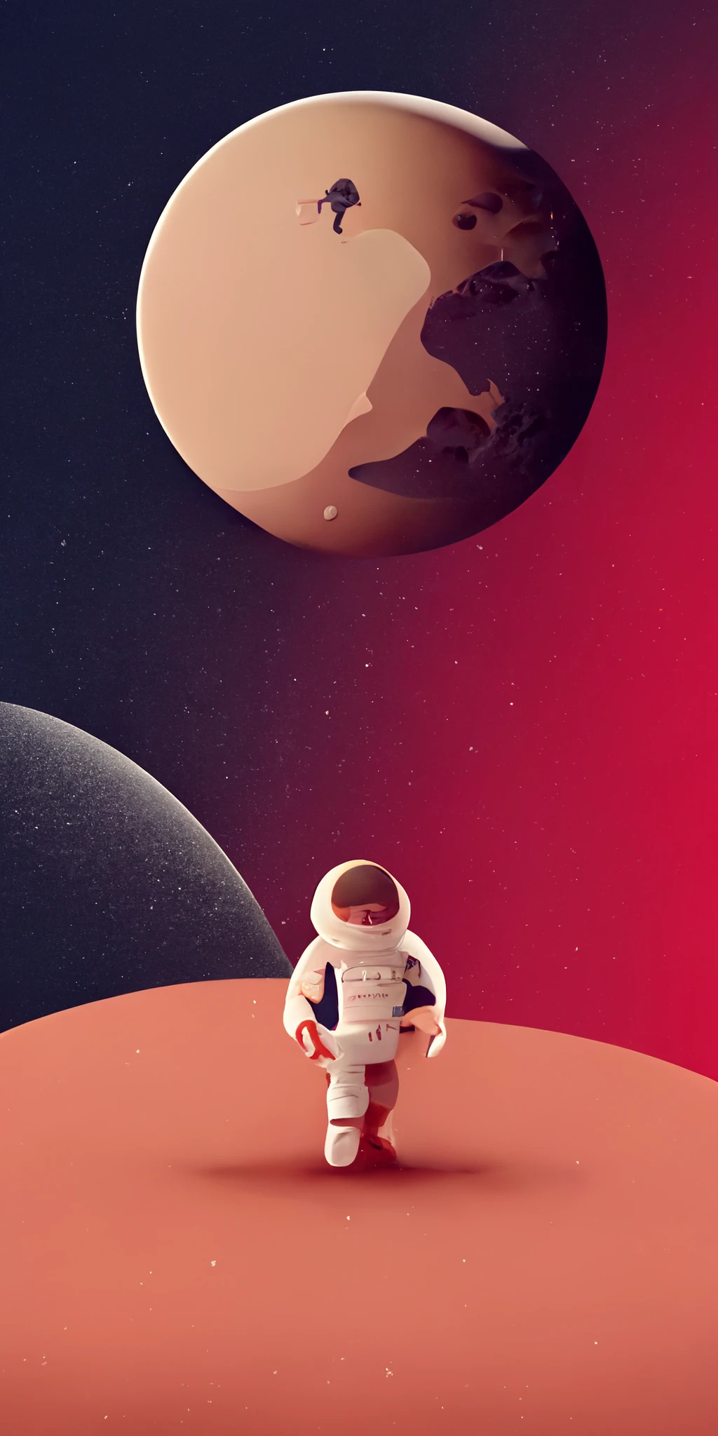 宇航员探索小星球：3D运动图形展现干净景象