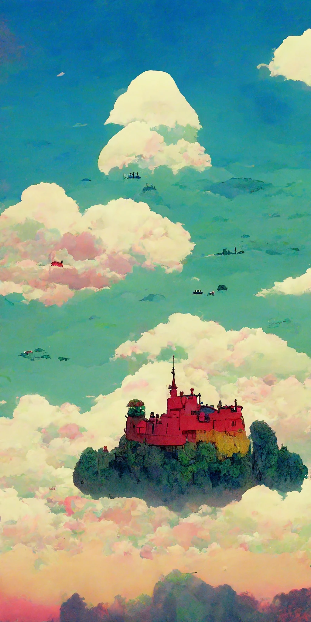 欢乐色彩的吉卜力空中城堡