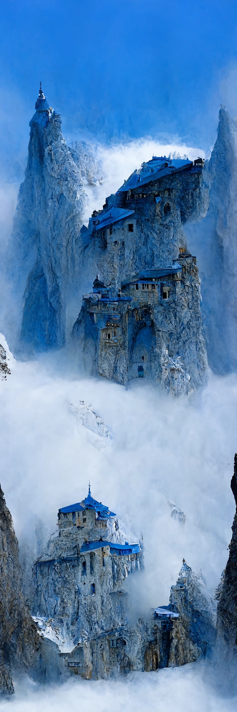 冰川悬崖上的神秘水晶堡