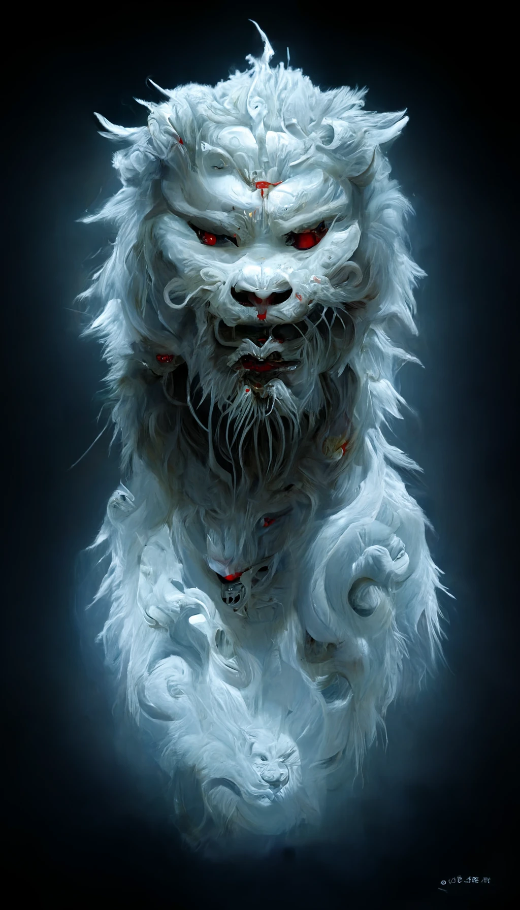 中国(white Chinese guardian lion ...