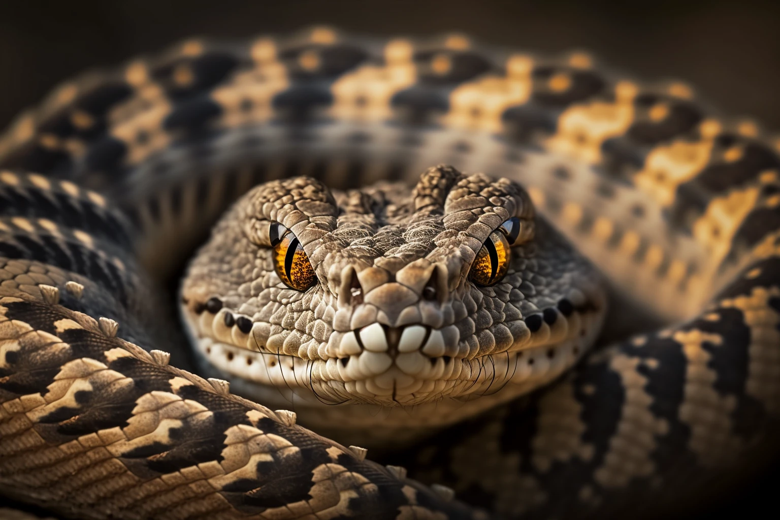 东部菱形(coiled eastern diamondback rattlesnake ...