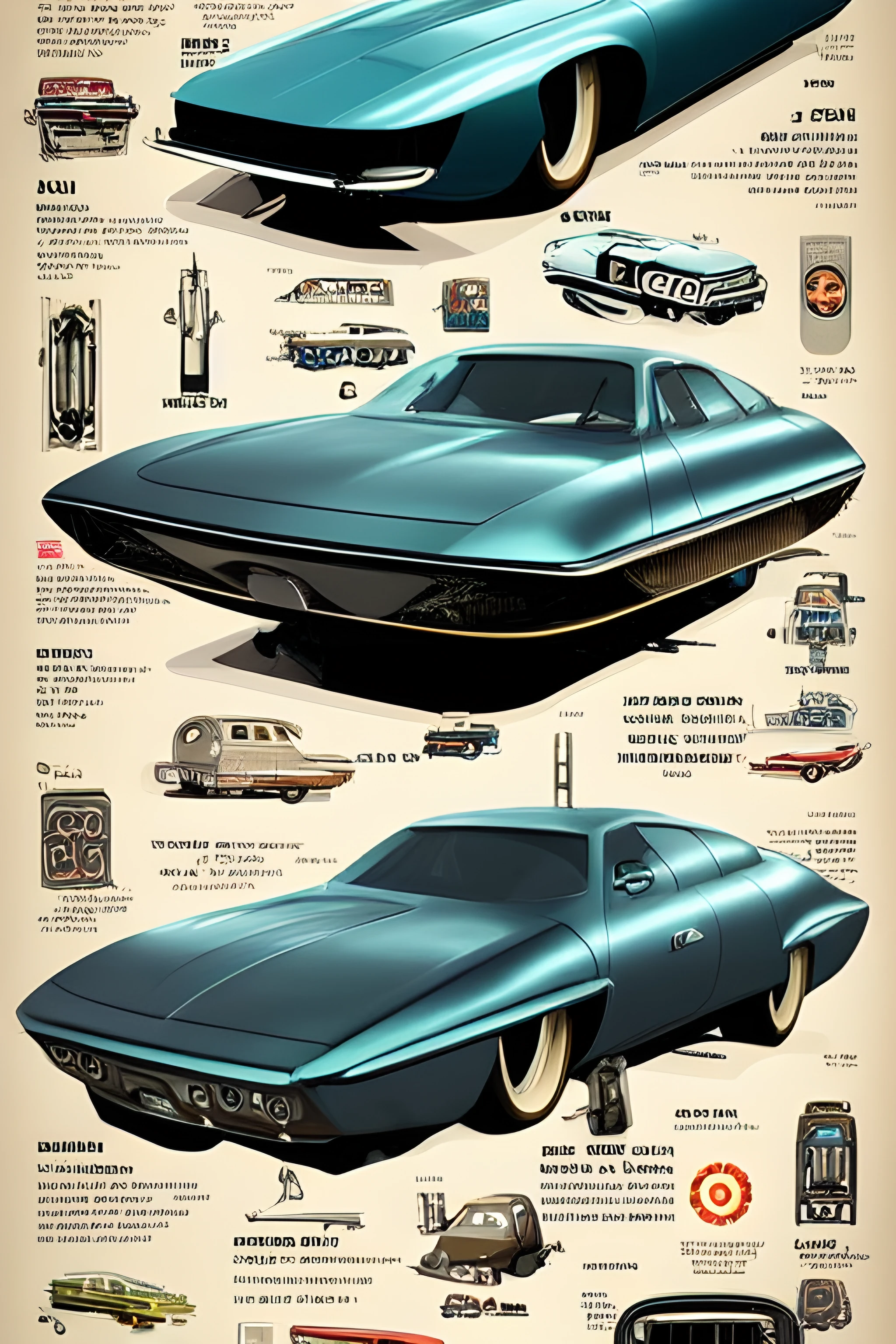 复古未来主义汽车：数字艺术海报