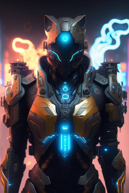 未来战士：数字艺术霓虹战场