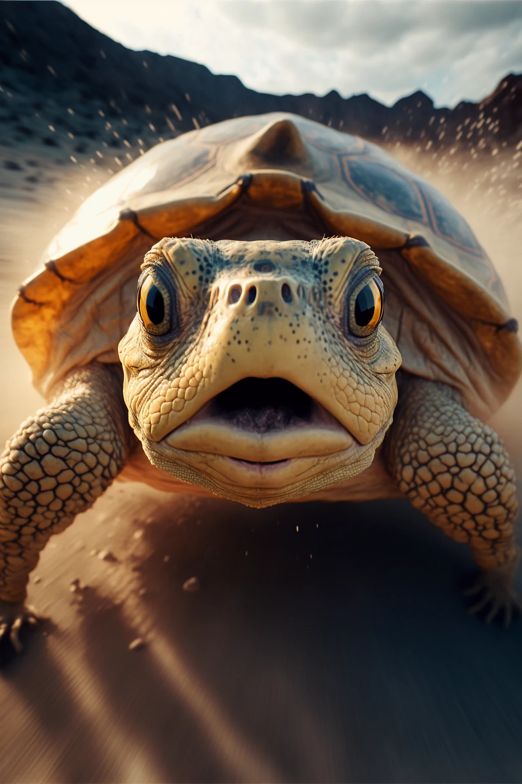 电影般的乌龟速度，4K细节照片