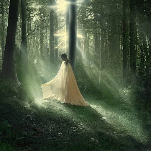 神秘树林中的水晶光芒