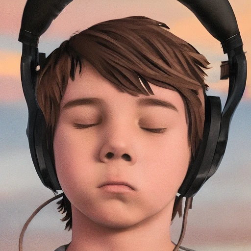 超现实艺术杰作：戴耳机男孩的悲伤旅程