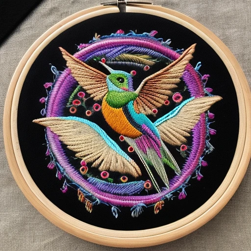 霓虹刺绣：绣花圈与蜂鸟