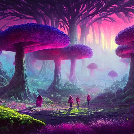 奇幻外星真菌夜景