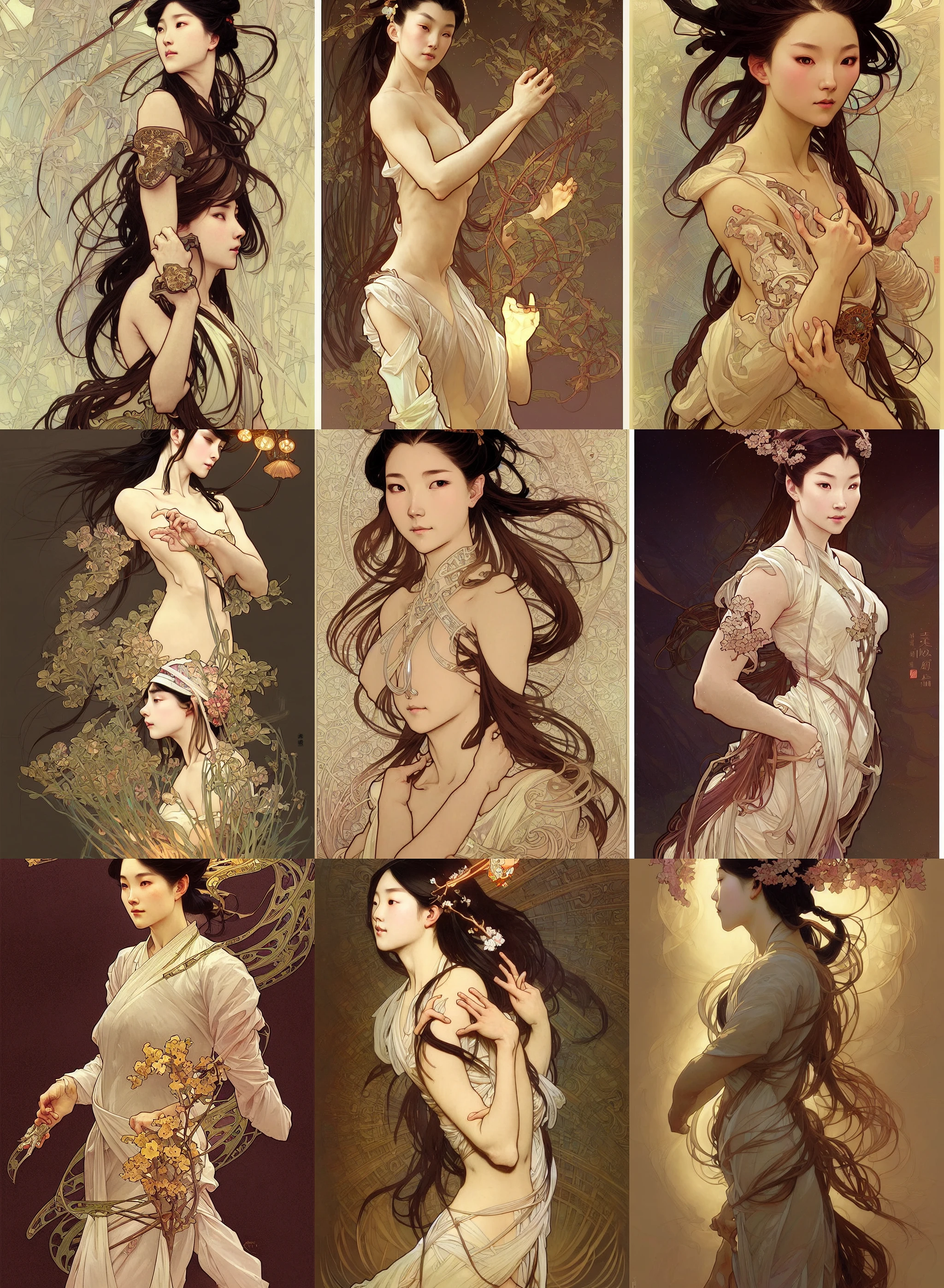 唐代女子艺术概念，高度细致