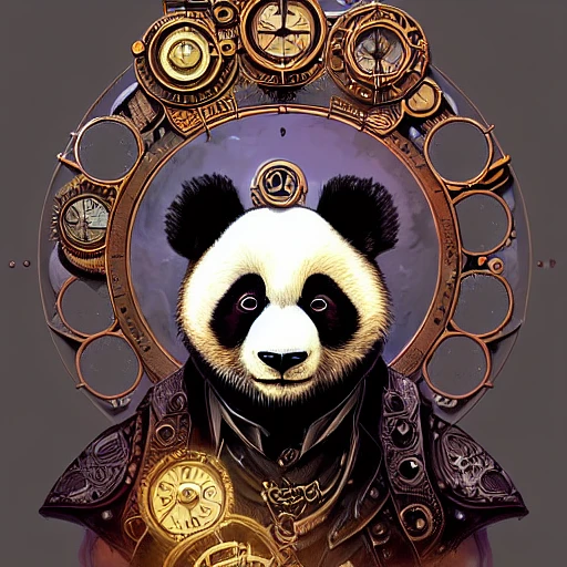 蒸汽朋克熊猫：幻想错综，数字艺术