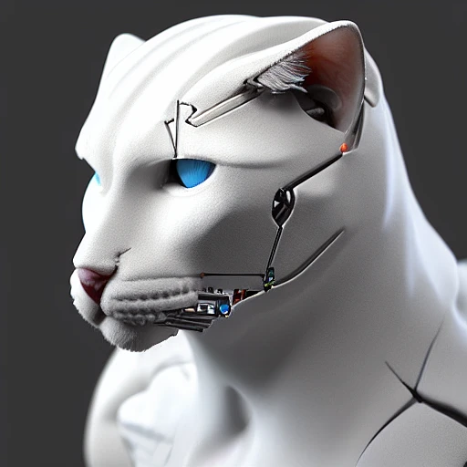 生物朋克猫：逼真细节的超现实雕像