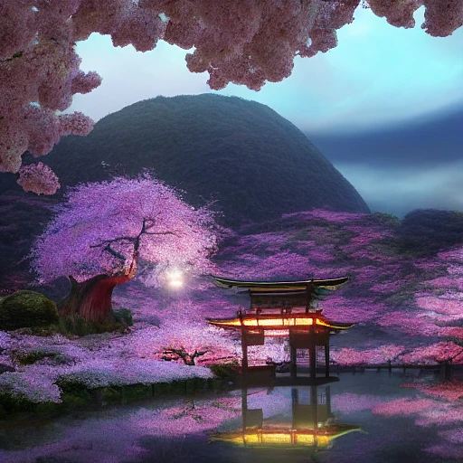 日本幻想乡：悬浮村庄与樱花树